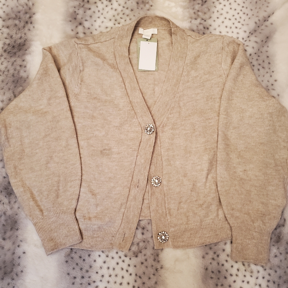 NWT Cardigan Sweater with Crystal Buttons